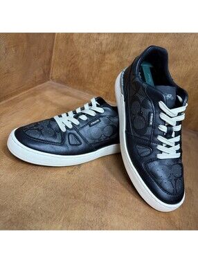 Coach C8965 Clip Signature Court Sneakers Mens US 8D/EU 41D Black Gray Shoes